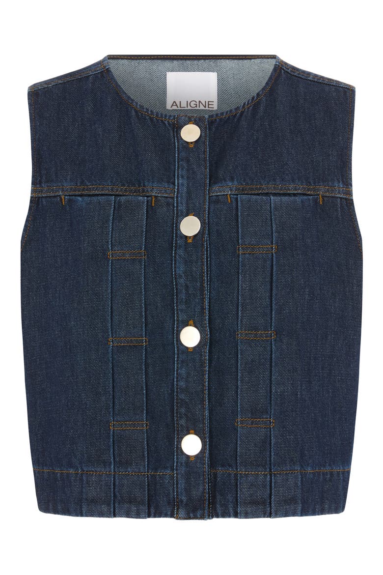 Bobbie Denim Vest, Alternate, color, OCEAN BLUE