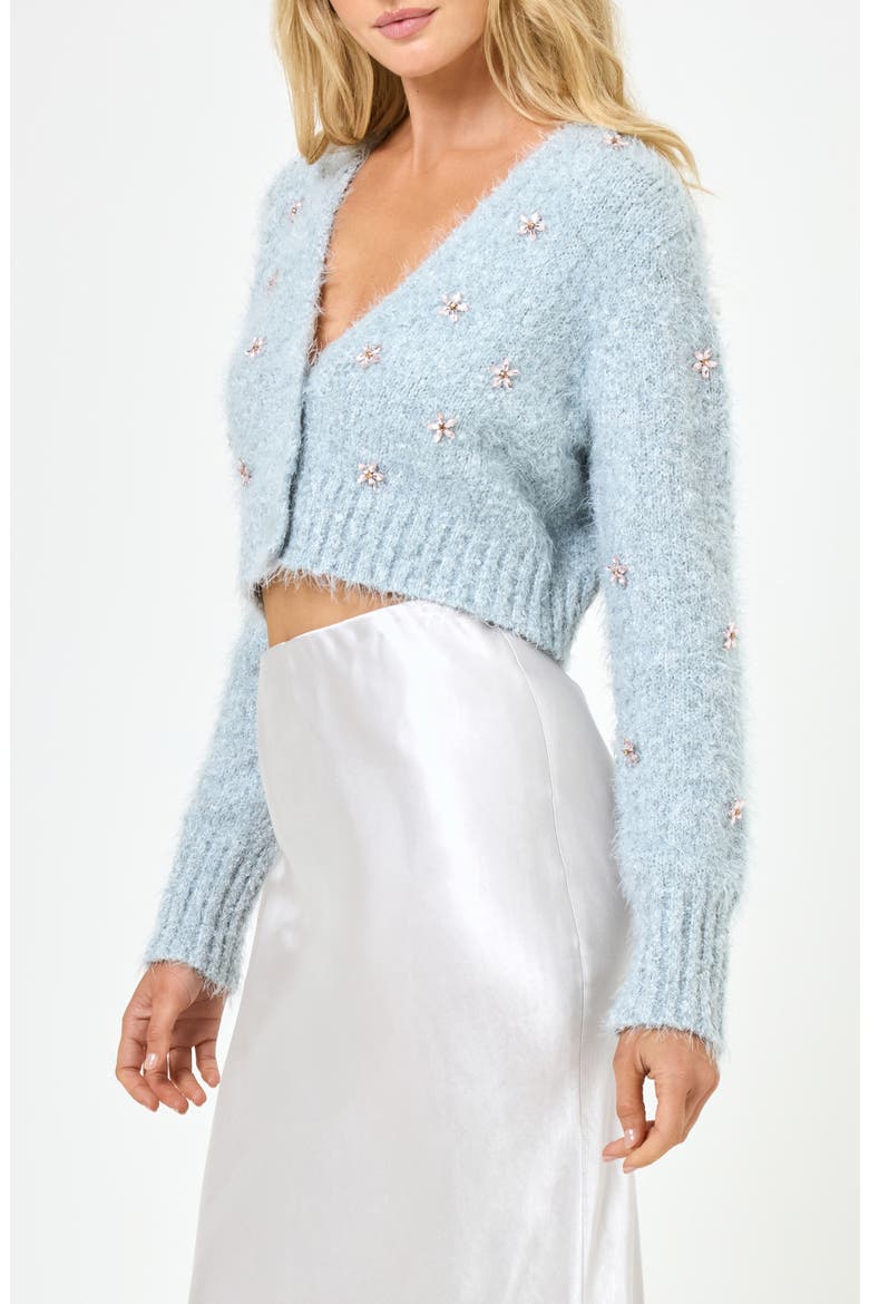 Crystal Beaded Cropped Cardigan, Alternate, color, DOVE