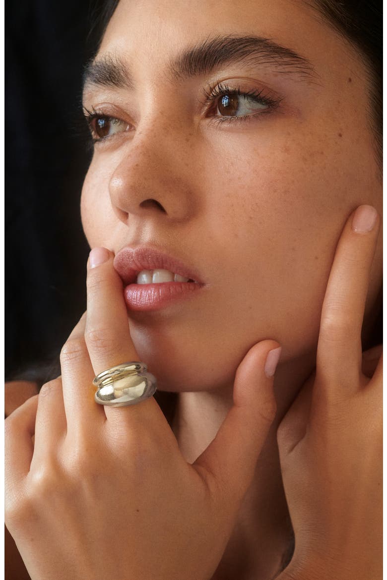 Double Bubble Ring, Alternate, color, SILVER