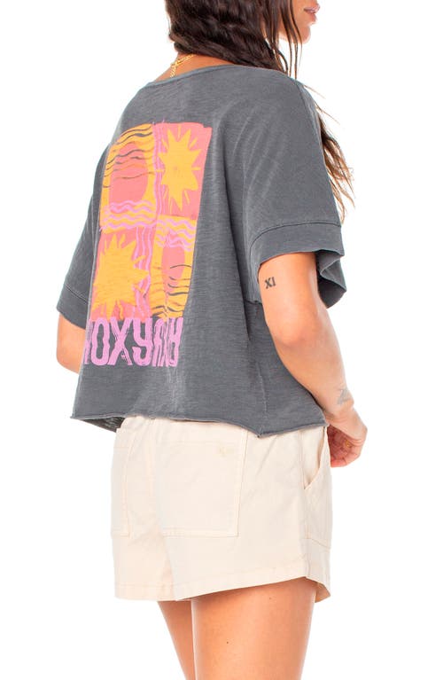 Roxy Sun Stamps Crop Cotton Graphic T-shirt In Phantom