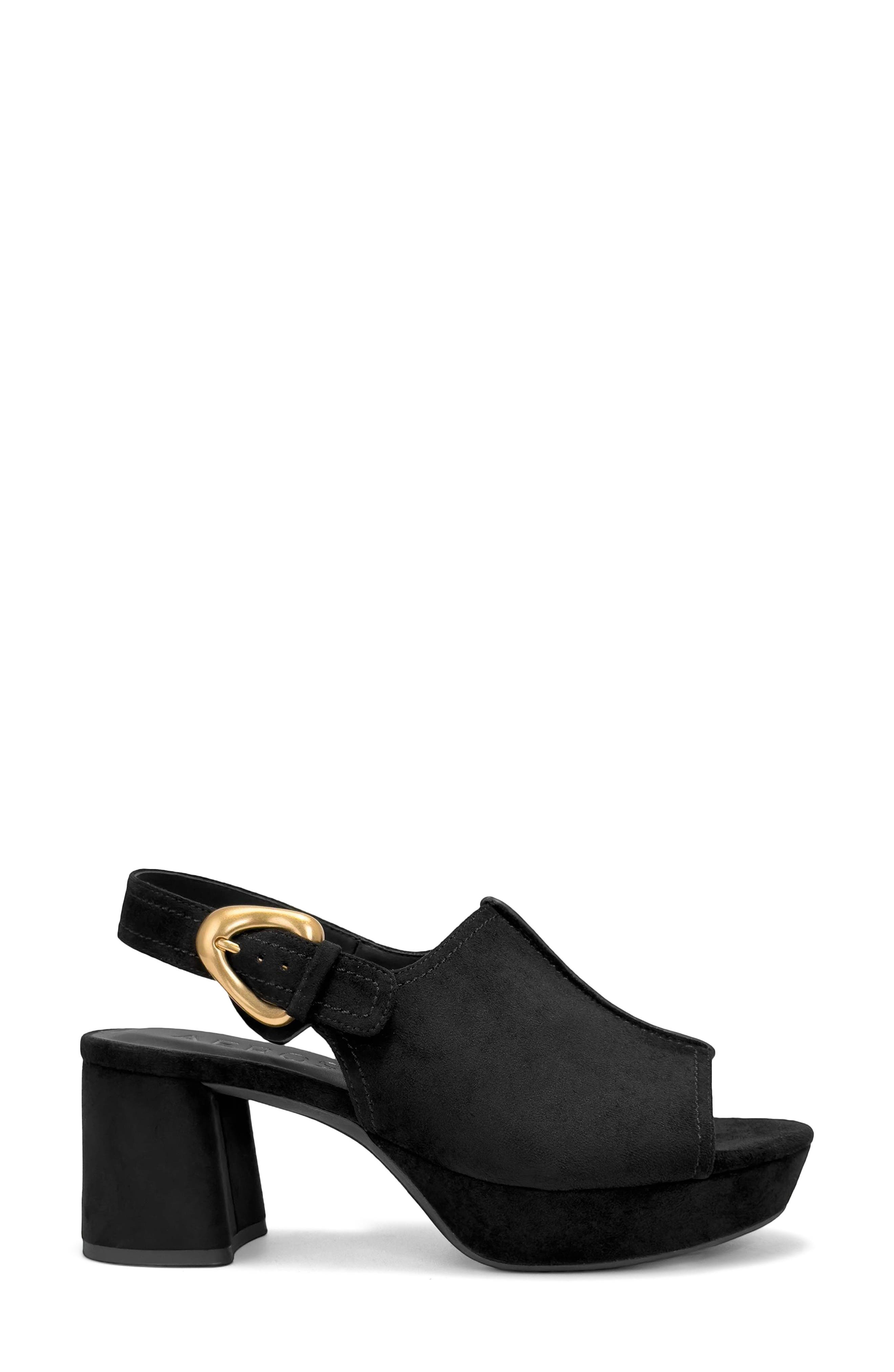 Chancey Faux Suede Platform Slingback Sandal, Alternate, color, BLK BLACK