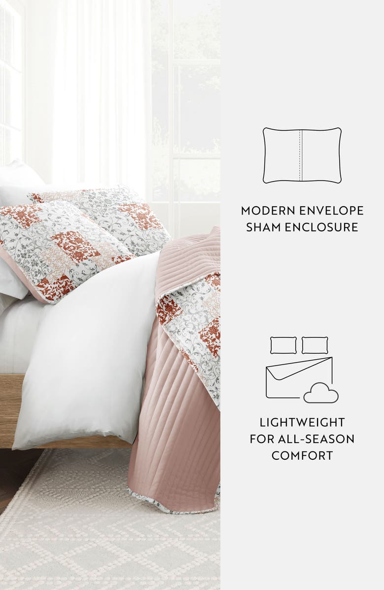 IENJOY HOME 3-Piece Scroll Print Quilt Set - Queen, Alternate, color, Blush