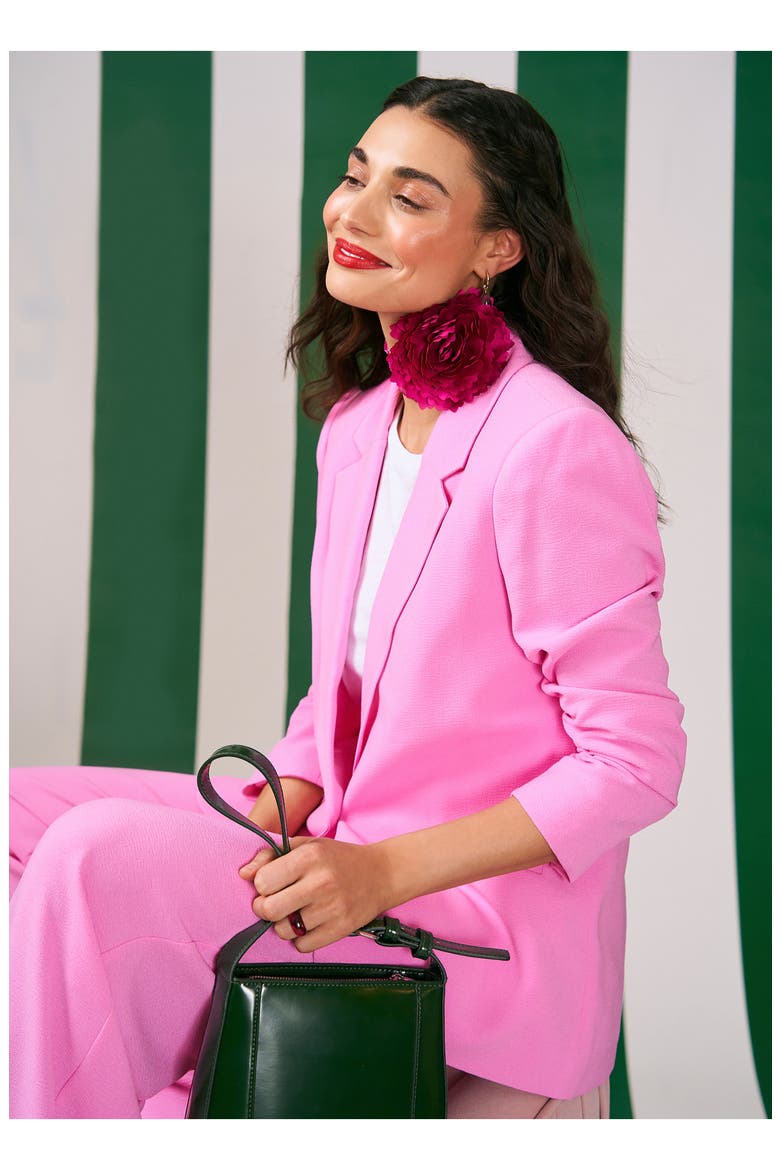 Ruched Sleeve Blazer, Alternate, color, BRIGHT PEONY