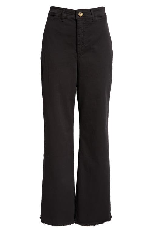Marine Layer Raw Hem Wide Leg Jeans In Faded Black