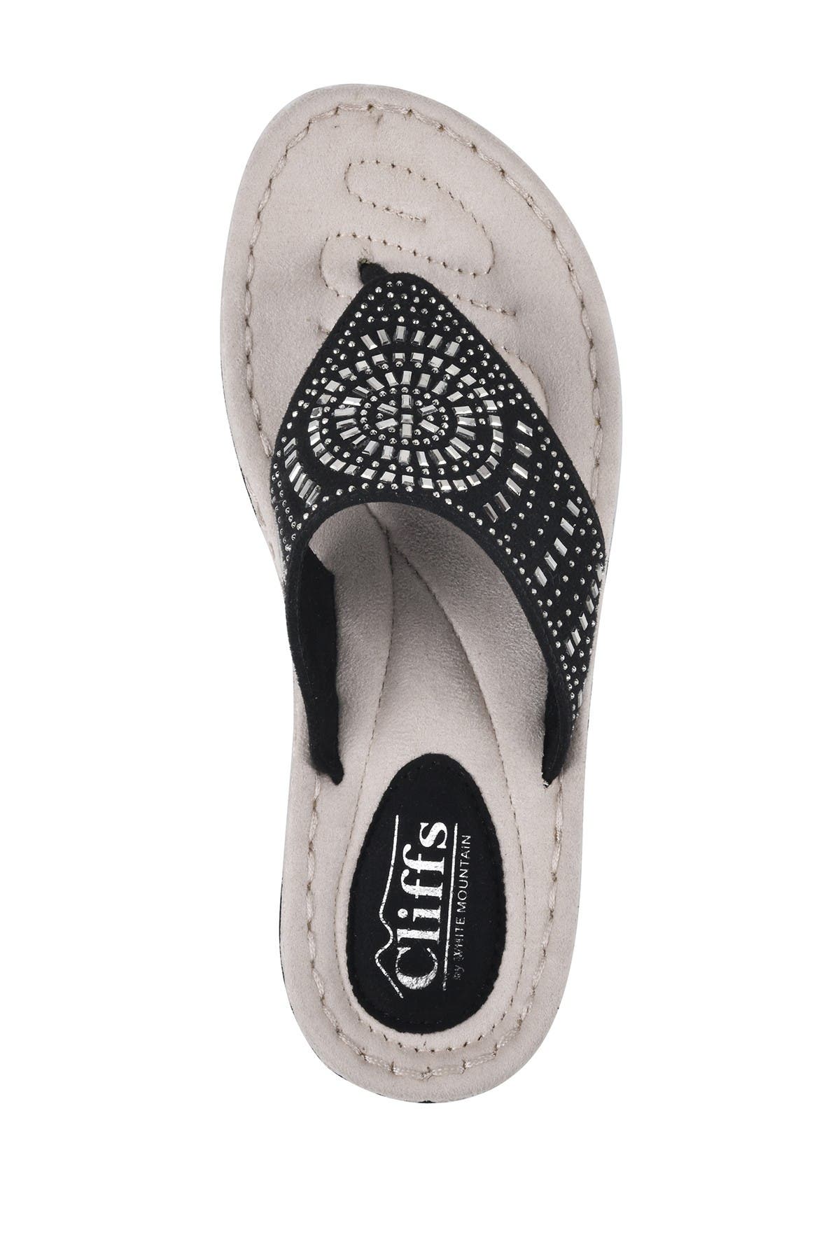 CLIFFS BY WHITE MOUNTAIN Cienna Thong Comfort Sandal, Alternate, color, Black/Fabric