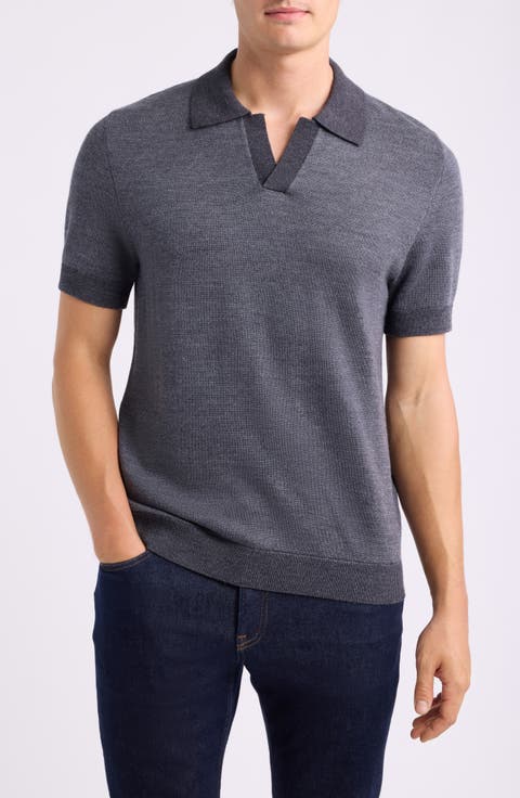 Short Sleeve Washable Merino Wool Polo Sweater