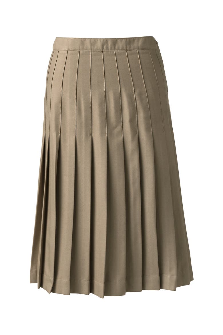 School Uniform  Solid Pleated Skirt Below the Knee, Alternate, color, Khaki