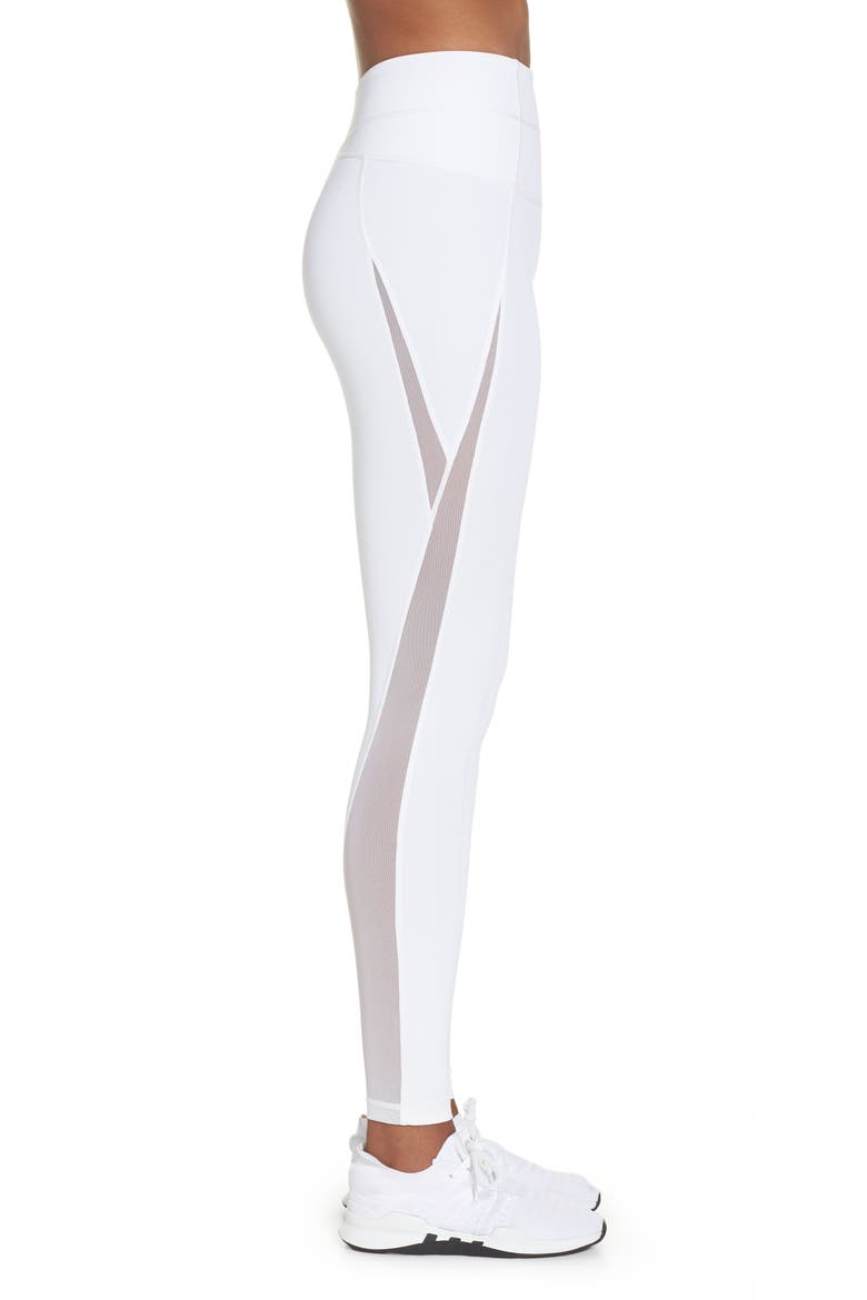 High Waist V-Back Ankle Leggings, Alternate, color, WHITE