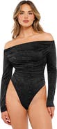 Popilush Shapewear Metallic Knit Long Sleeve Slimming Bodysuit