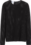 Akris punto Long Sleeve Sheer Fishnet Top