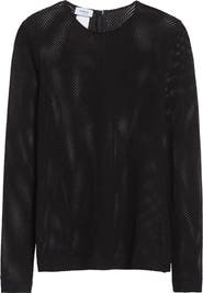 Akris punto Long Sleeve Sheer Fishnet Top