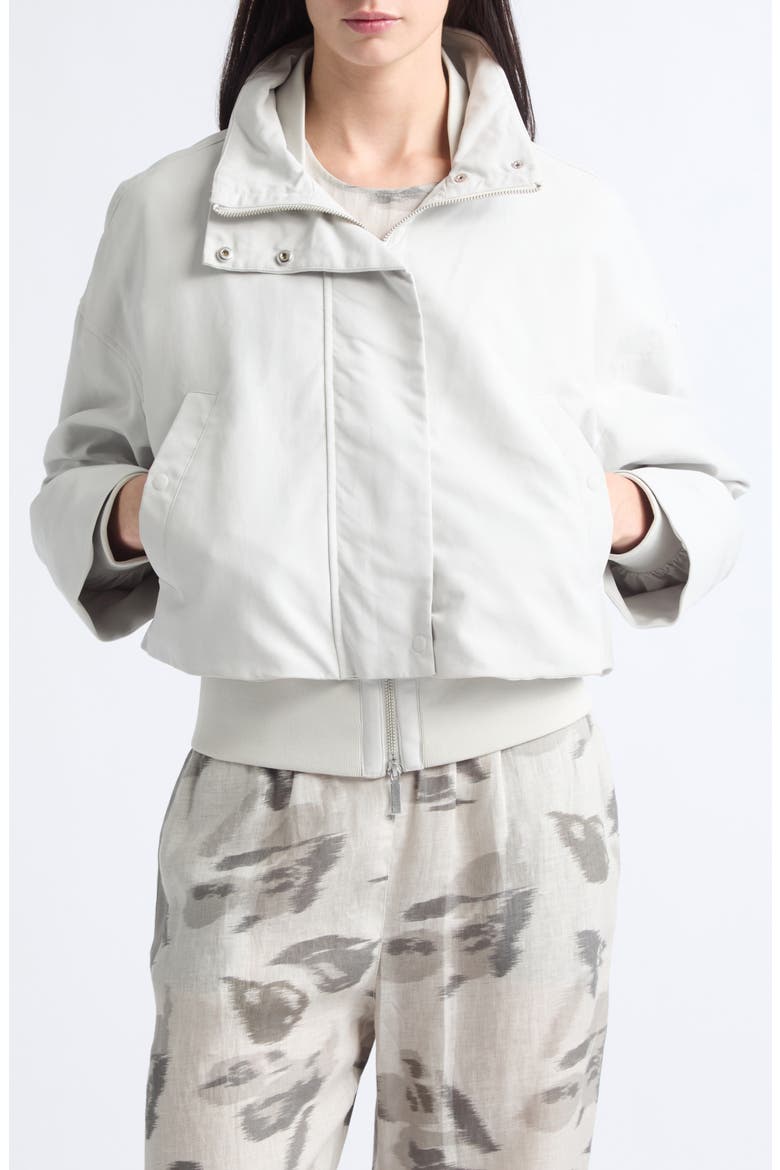 Layered Cropped Windbreaker, Main, color, LIGHT GREY