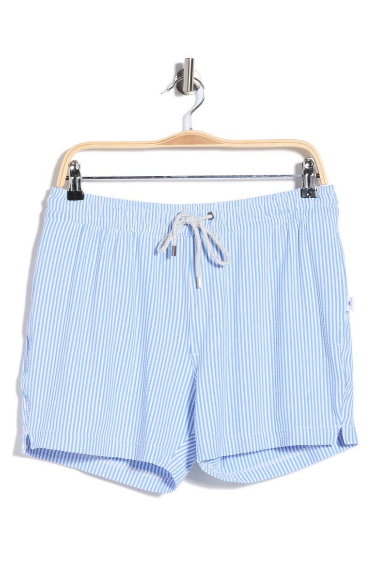 Stripe Shortie Volley Swim Shorts, Main, color, BLUE
