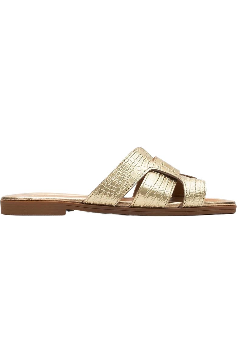 Forever & Always Shoes Notre Leather Slide Sandal, Alternate, color, Gold Leather