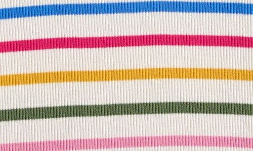 Mini Boden Kids' Stripe Lace Trim Rib T-shirt In Yellow