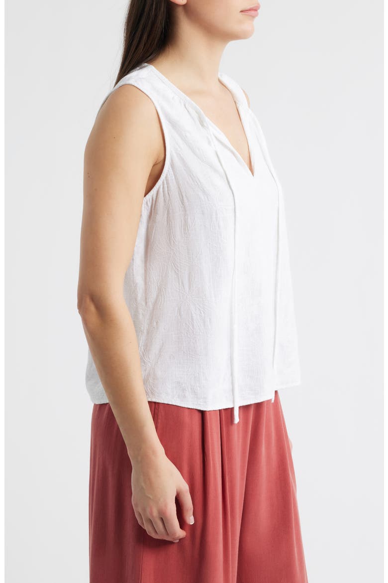 Floral Embroidered Split Neck Tank, Alternate, color, WHITE