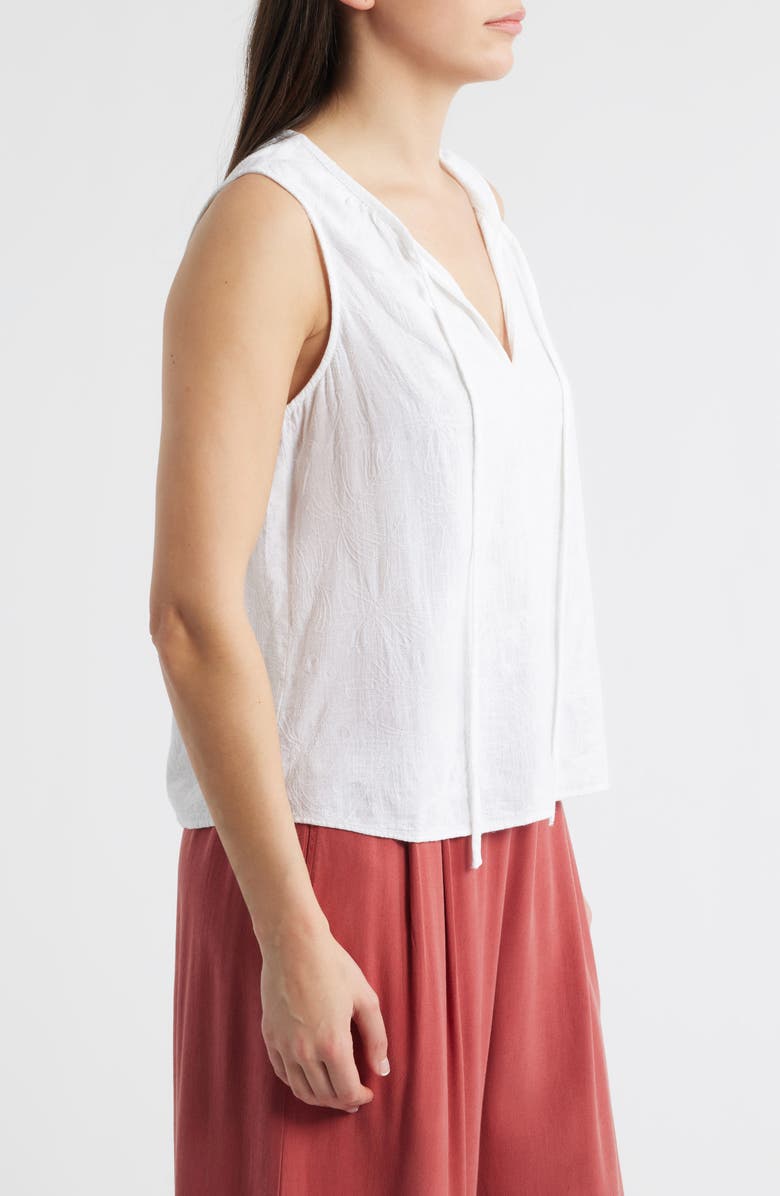 Cloth & Stone Floral Embroidered Split Neck Tank, Alternate, color, White