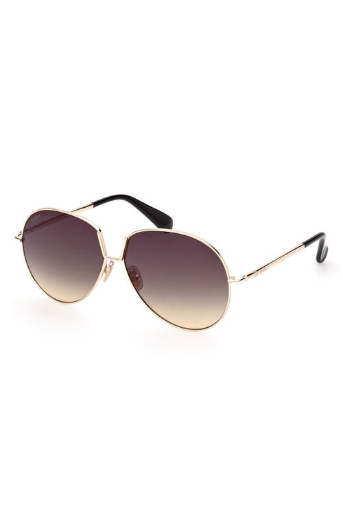Max Mara 60mm Pilot Sunglasses In Gold/smoke To Camel Lenses