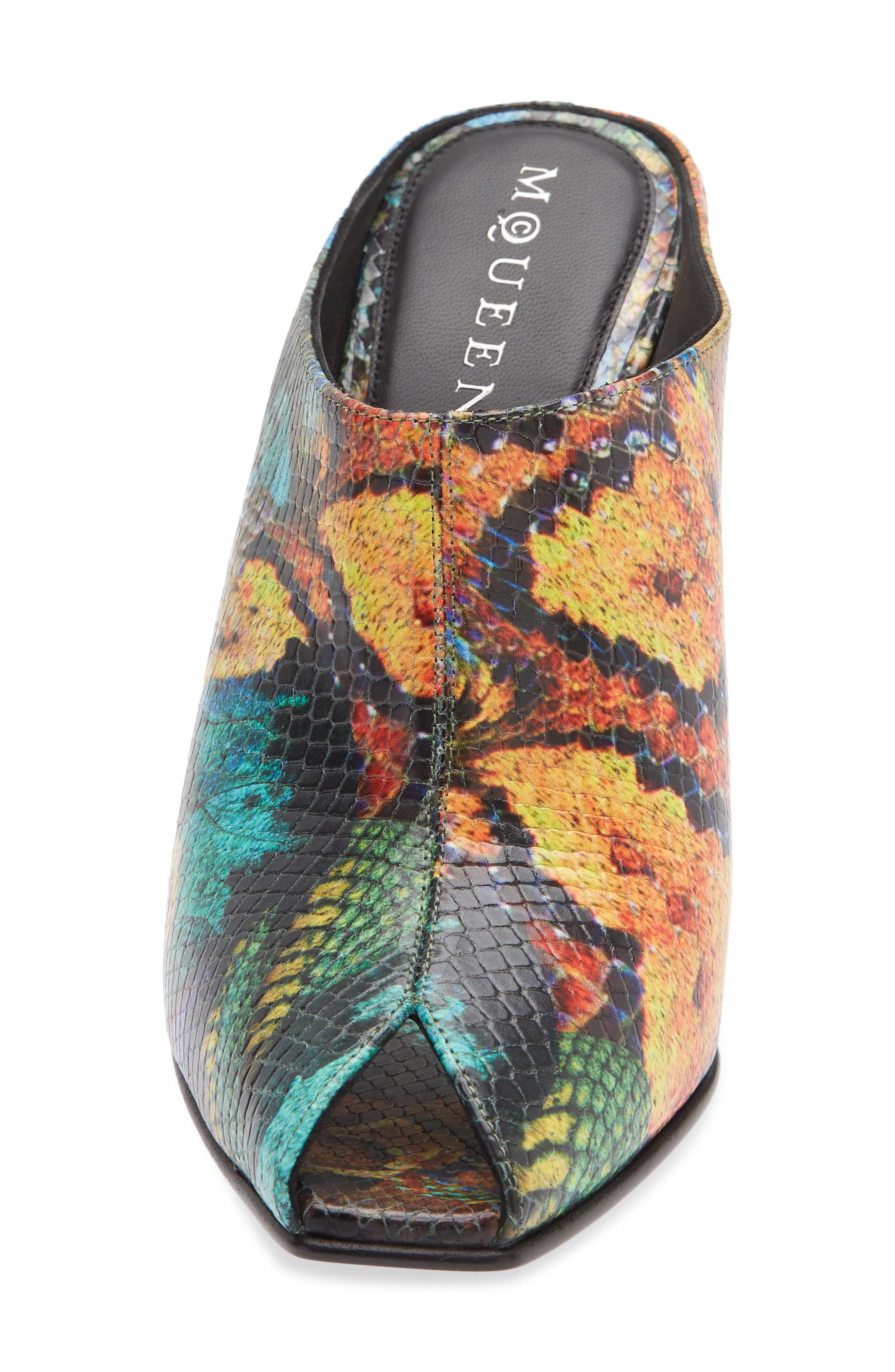 Horn Shaped Heel Peep Toe Mule, Alternate, color, SUN