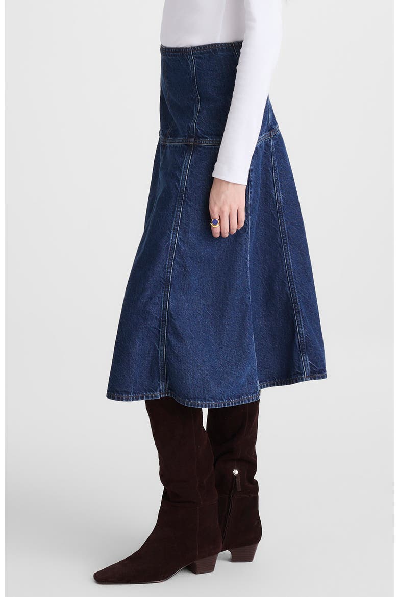 Denim Fit & Flare Midi Skirt, Alternate, color, MCKINNEY WASH