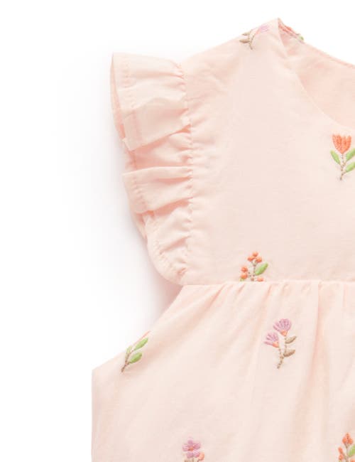 Purebaby Embroidered Bodysuit & Sunhat In Pink