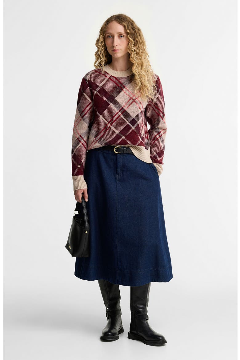 Stevie Tartan Wool Blend Sweater, Alternate, color, BURGUNDY MULTI