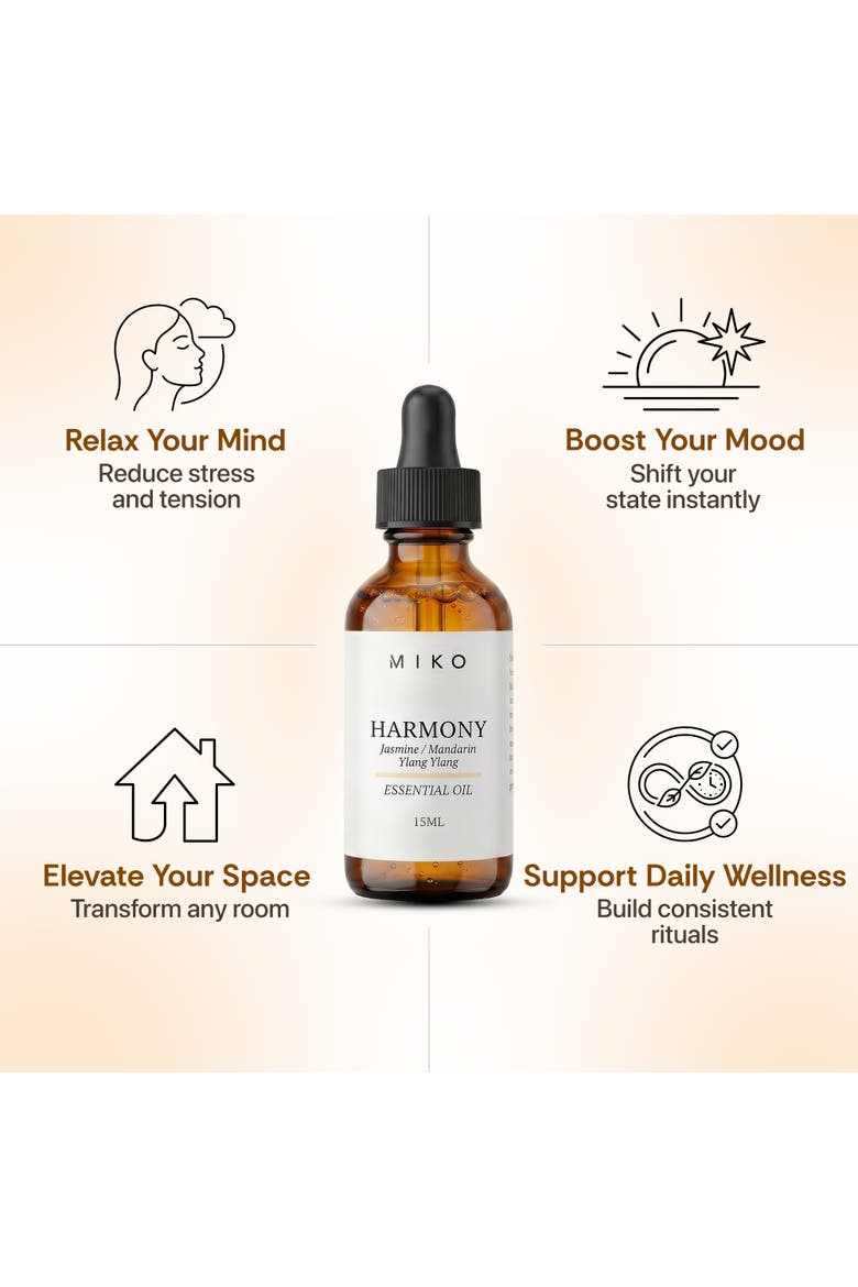 Harmony Essential Oil with Jasmine, Mandarin & Ylang Ylang 100% Organic 15ml, Alternate, color, Clear