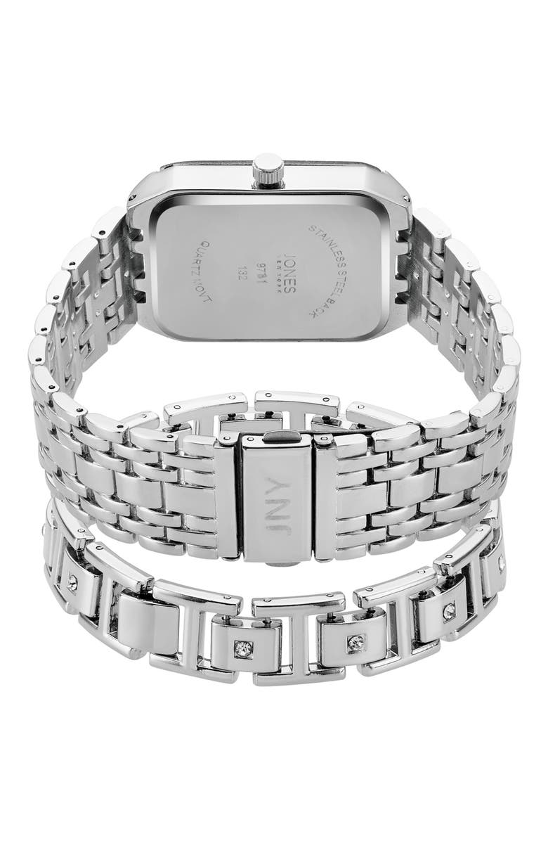 Jones New York Three-Hand Quartz Mesh Strap Watch & ID Bracelet Set, Alternate, color, Silver
