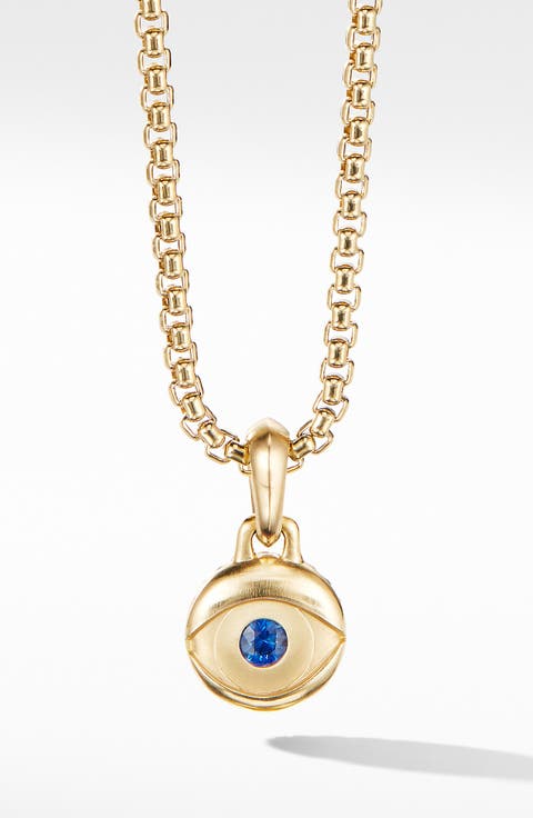 Evil Eye Amulet in 18k Yellow Gold with Emerald