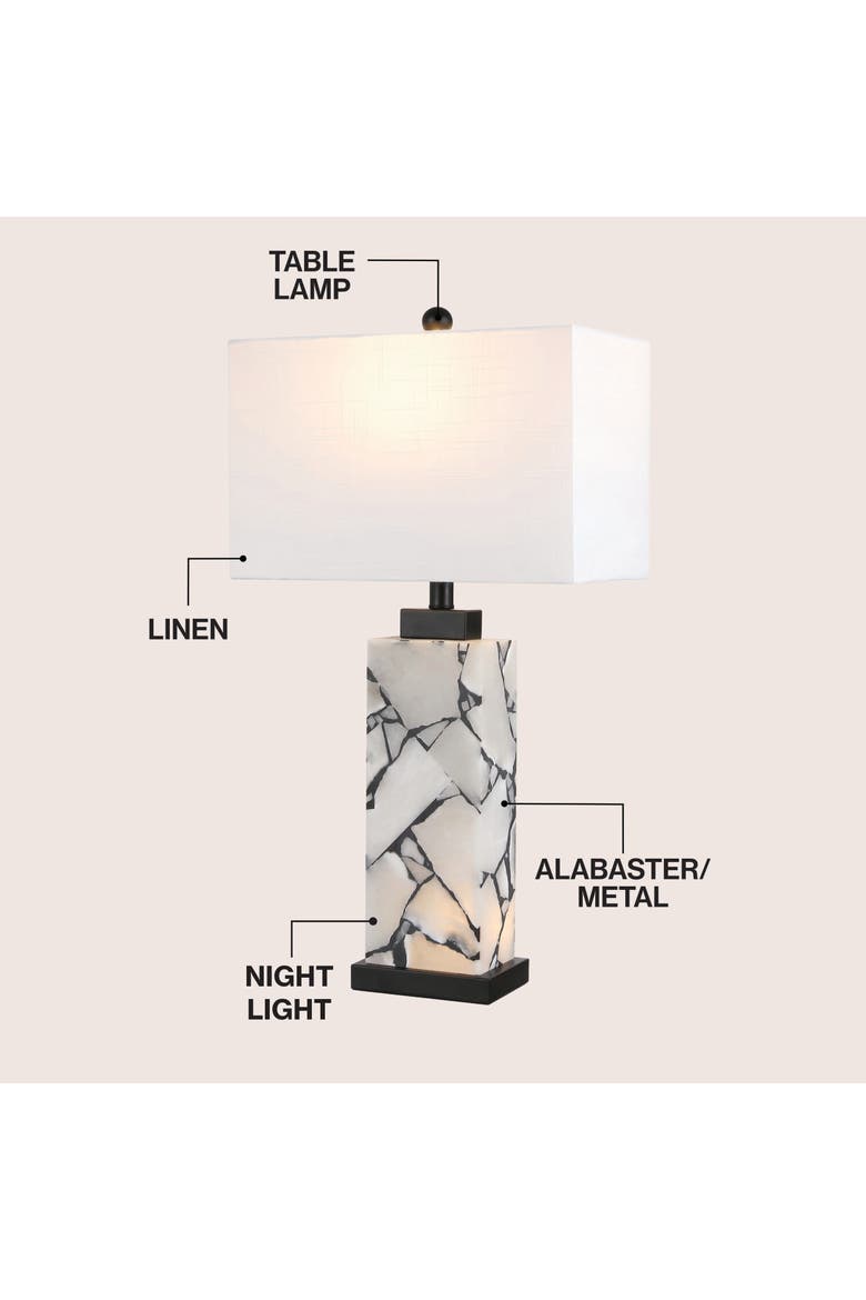 Elizabeth 27.5" Contemporary Coastal Alabaster LED Table Lamp, Alternate, color, White/Black