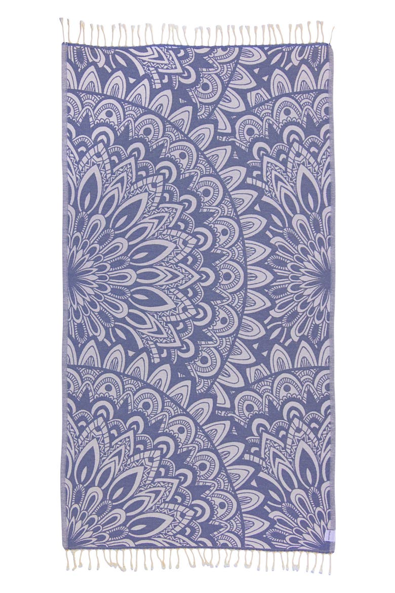 Mandala Organic Turkish Towel, Main, color, Navy
