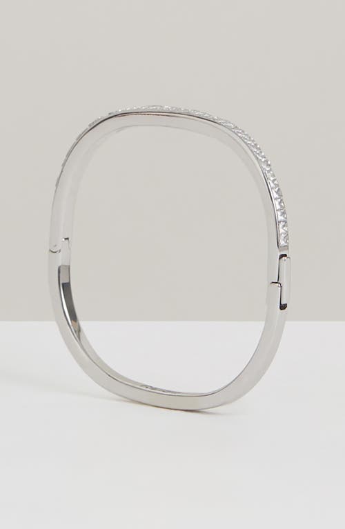 Reiss Myles Modern Cuff Bracelet In Silver Tone/clear Crystal