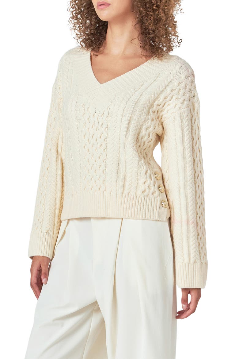 Cable Stitch Sweater, Alternate, color, IVORY