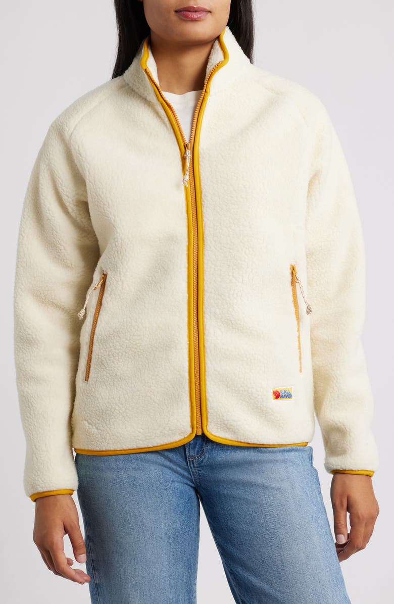 Fjällräven Vardag Pile Fleece Zip Jacket, Alternate, color, Chalk White