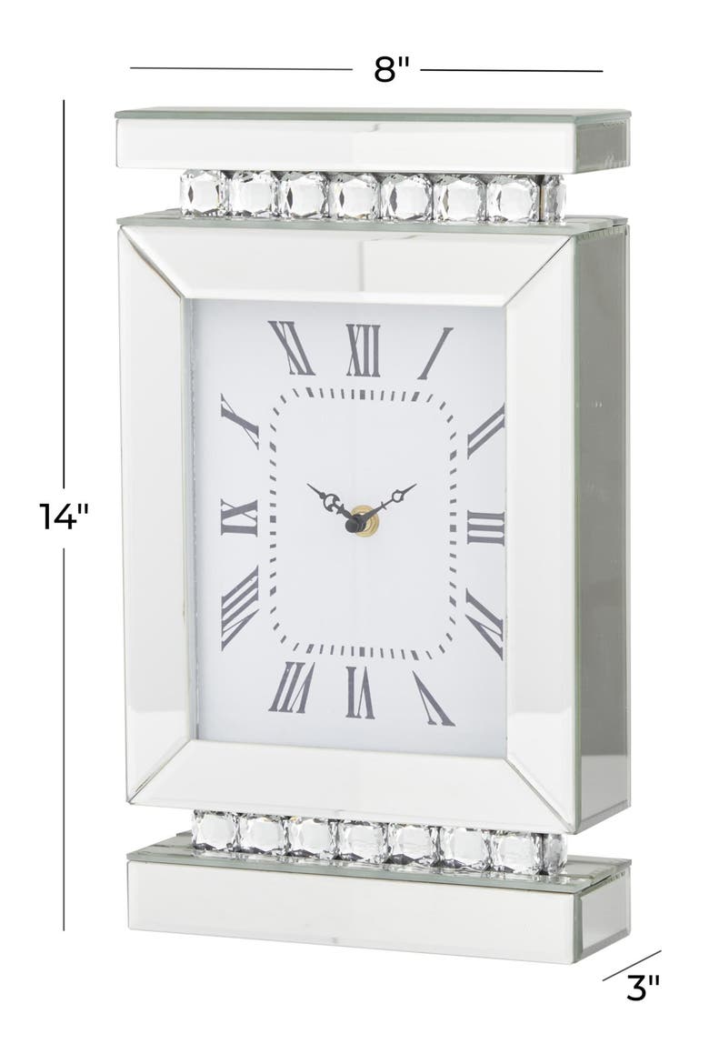 Glam Silver Glass Clock, Alternate, color, SILVER