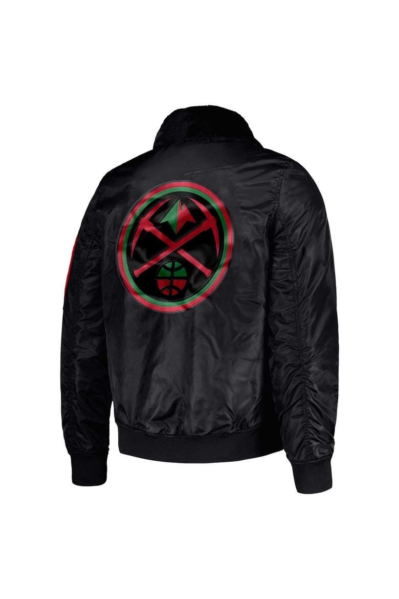 Men's Starter x Ty Mopkins Black Denver Nuggets Black History Month Satin Full-Zip Jacket, Alternate, color, Black