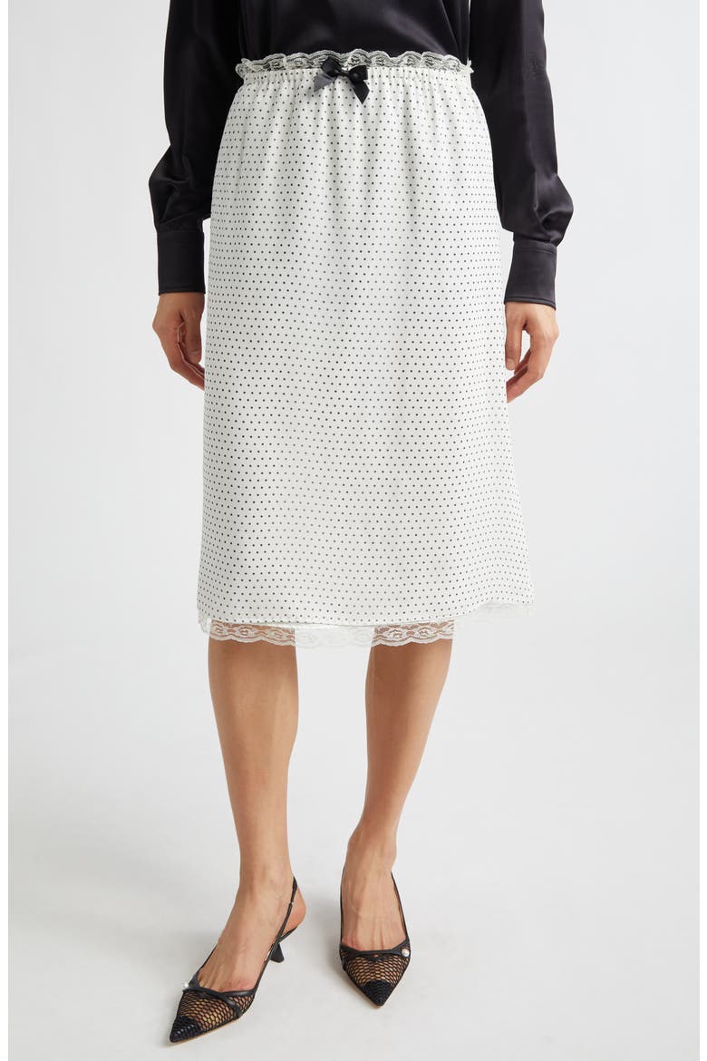 Gender Inclusive Celerie Polka Dot Silk Slip Skirt, Main, color, IVORY/ BLACK POLKADOT