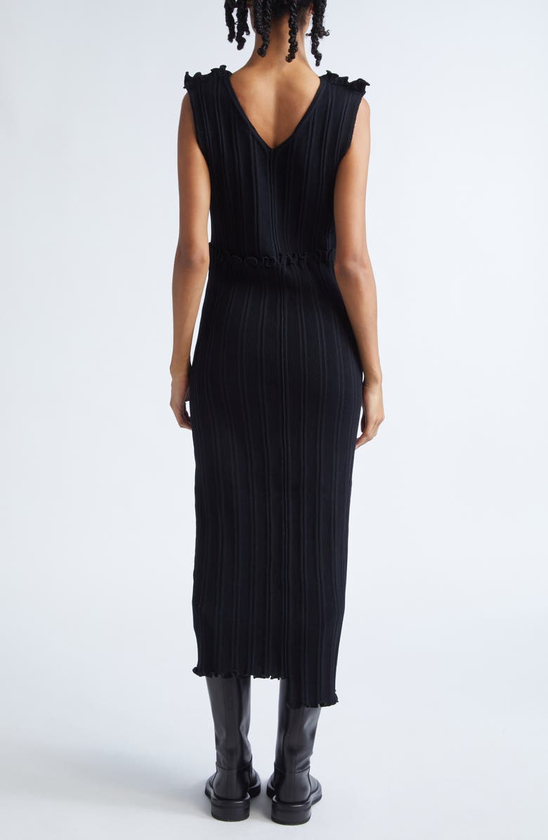 Jil Sander Asymmetric Sleeveless Cotton Rib Medi Dress, Alternate, color, Black