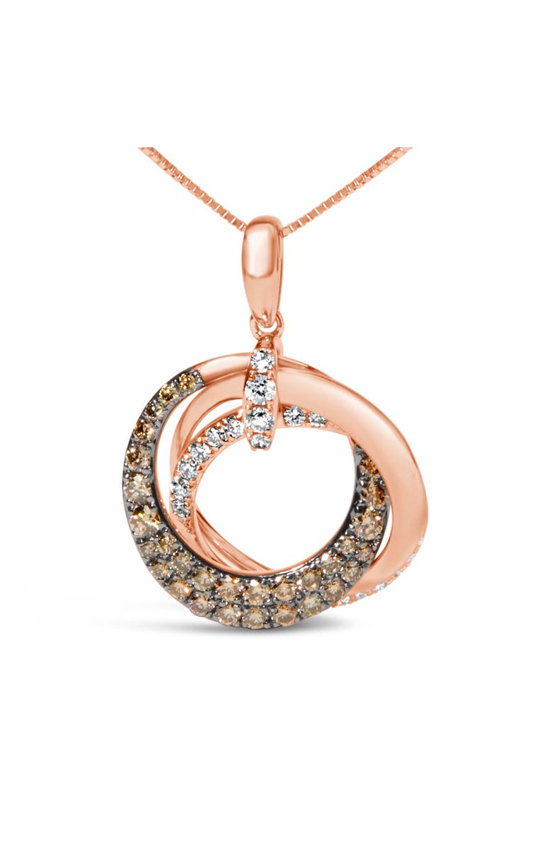Haus of Brilliance 14K Rose Gold 3/4 Cttw Brown and White Diamond Interlocking Circle Hoop Pendant, Alternate, color, Pink