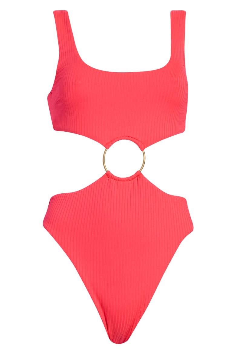 The Icon Cutout One-Piece Swimsuit, Alternate, color, CORAL GLOW