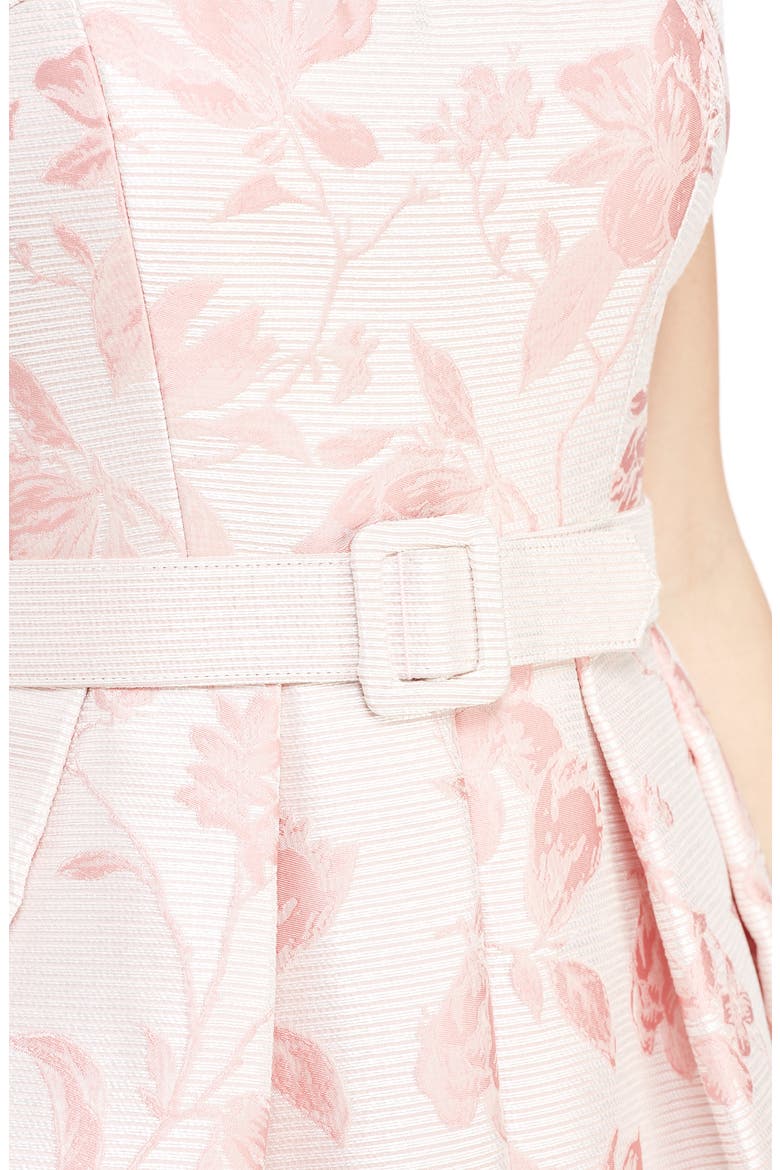 Square Neck Belted Fit & Flare Dress, Alternate, color, IVORY/ BABY PINK