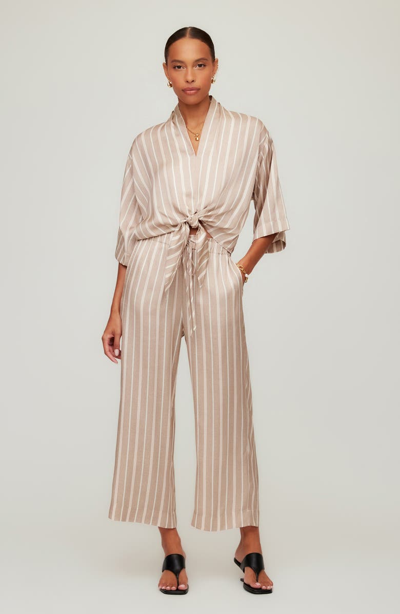 FIFTEEN TWENTY Tasha Stripe Crop Drawstring Pants, Alternate, color, Khaki