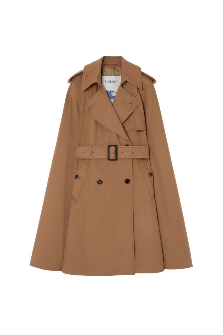 Cashmere Belmont Trench Cape, Alternate, color, Camel brown