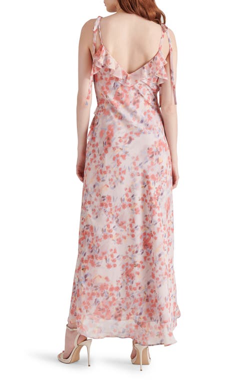 Steve Madden Adalina Floral Ruffle Chiffon Maxi Dress In Dusty Lavender