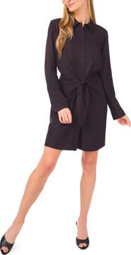 Ted Baker Tie Front Long Sleeve Mini Shirtdress