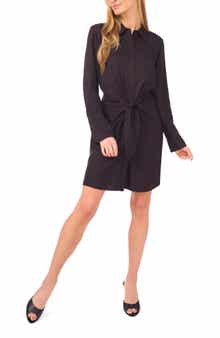 Ted Baker Tie Front Long Sleeve Mini Shirtdress