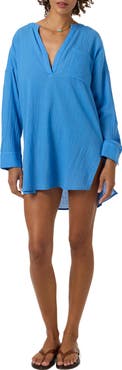 O'Neill Belizin Long Sleeve Semisheer Cotton Cover-Up Tunic