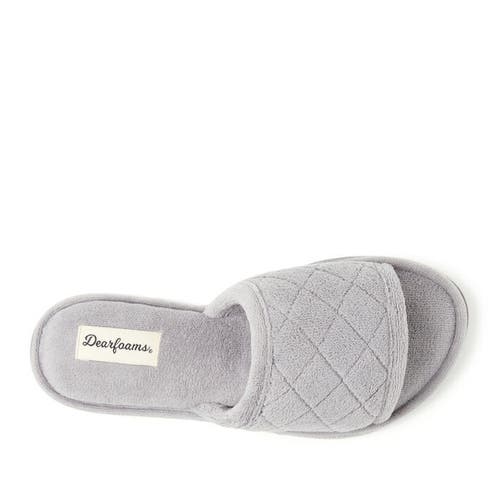 DEARFOAMS DEARFOAMS BEATRICE QUILTED MICROFIBER TERRY SHOWER SLIDE SLIPPER