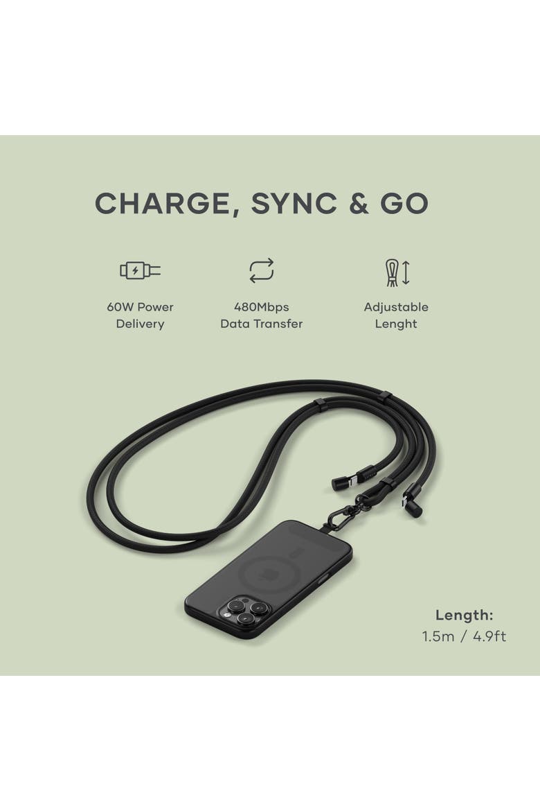 OntheGo USB C Lanyard Cable, Alternate, color, Black