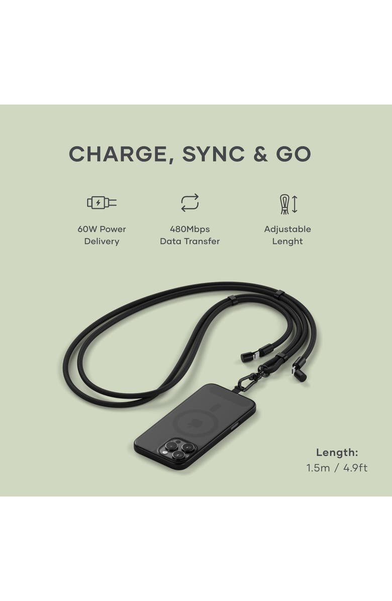 Satechi OntheGo USB C Lanyard Cable, Alternate, color, Black